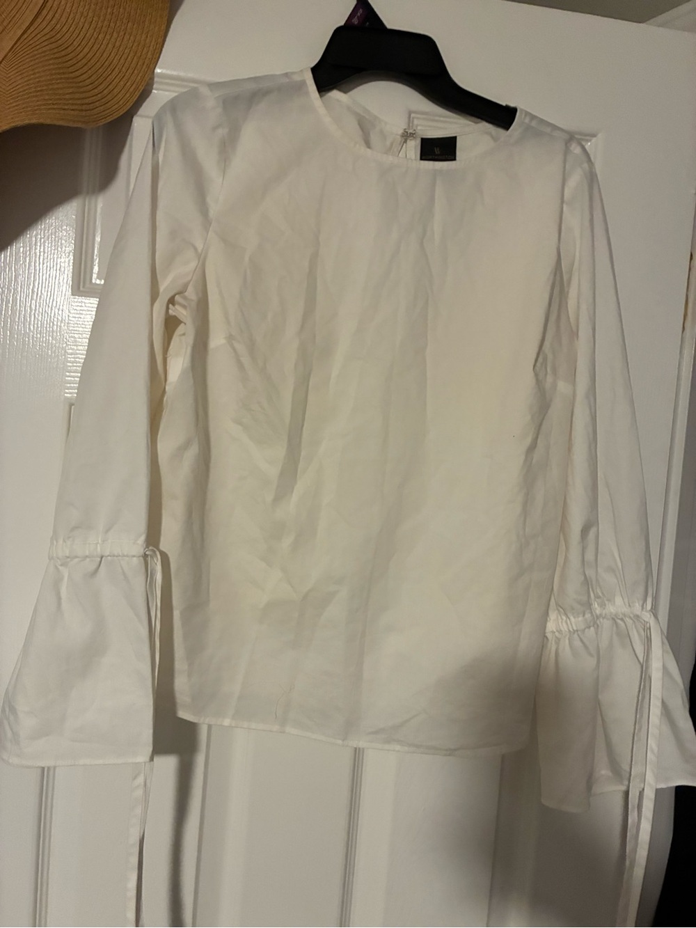 Worthington White Long-Sleeve Tie-Cuff Blouse